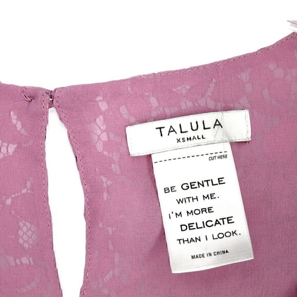 Aritzia Pink Talula Lace Blouse Short Sleeve Keyhole XS - Picture 2 of 4